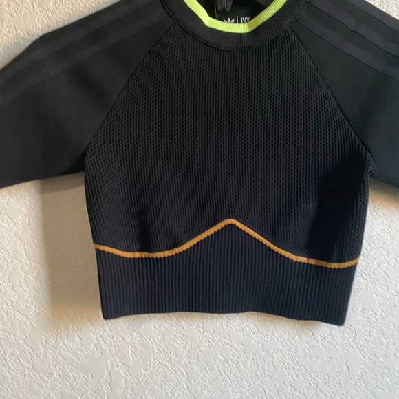 IVY PARK ADIDAS CROPPED KNIT BLACK MESA CORSET STYLE BACK LOGO RETRO Y2K TOP S - Picture 4 of 12